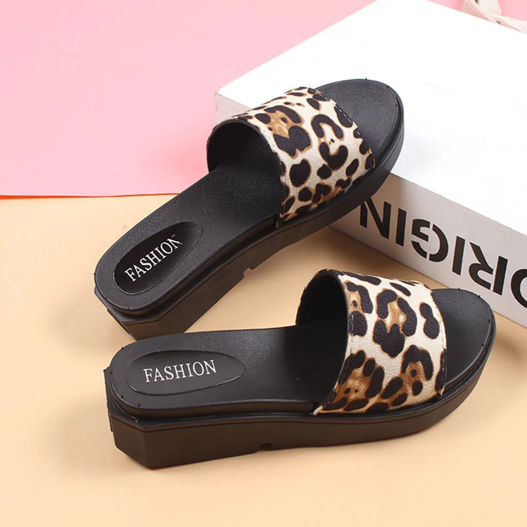 SAGACE Cute Slippers Women Leopard Print Non-Slip Beach 2020 Summer Indoor Bathroom Outdoor Wedge | Спорт и развлечения