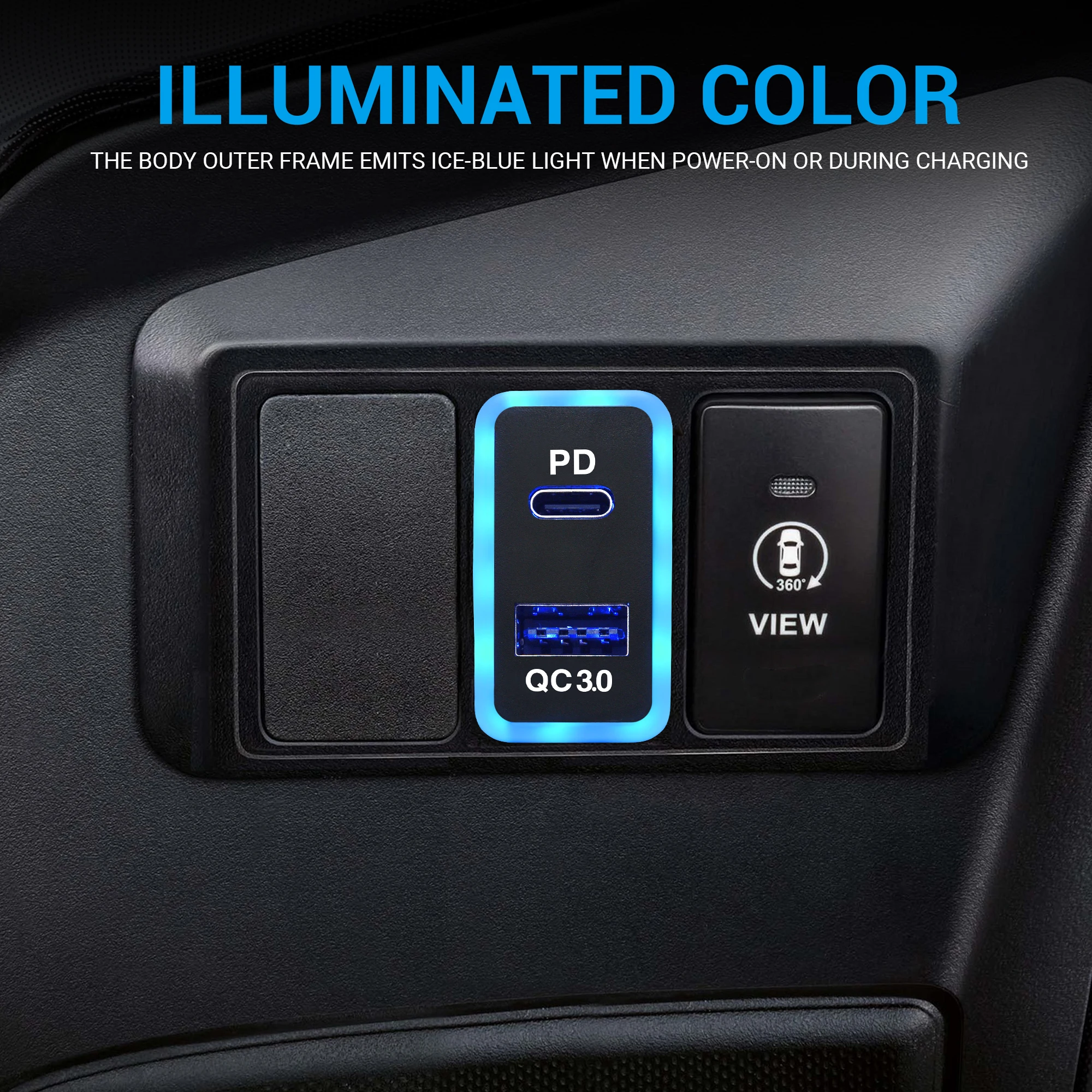 mictuning 12v24v usb c car charger for toyota dual usb ports qc3 0 pd type c car power socket compatible with iphone ipad pda free global shipping