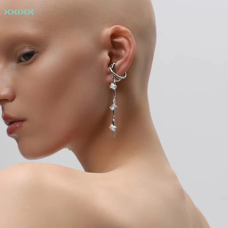 

xxixx Fashion Vintage Cool Zircon Long Tassel Ear clip For Women Geometric Drop Earrings Simplicity Jewelry Pendant Gifts x-166