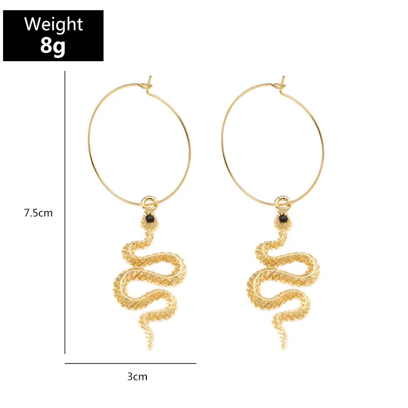 

Big Circle Punk Styles Gold Snake Dangle Drop Earrings for Women Party Retro Dangle Earings Hip Hop Street Punk Jewelry Girls