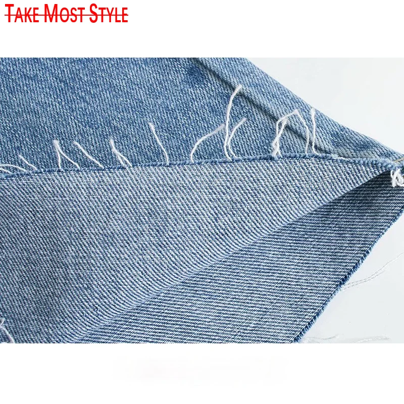 

Women 2021 Chic Fashion Ripped Hole Wide Leg Jeans Vintage High Waist Zipper Fly Denim Pants Female Trousers Mujer