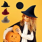 Хэллоуин, Современная шляпа ведьмы, складной костюм, острые остроконечные шерстяные фетровые шляпы вечерние, шляпа ведьмы, теплая осенне-зимняя шапка для женщин и мужчин