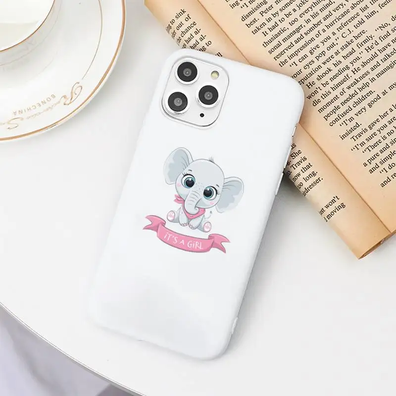

Cute hippo cartoon Elephant Phone Case Candy Color for iPhone 6 7 8 11 12 s mini pro X XS XR MAX Plus
