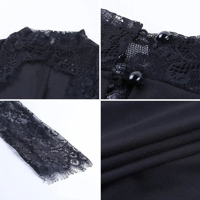 

Gtpdpllt Sexy Lace Sleeve V Neck Dress Women Patchwork Turtleneck Black Bodycon Dress Party Dresses 2020 Fashion Summer Vestidos