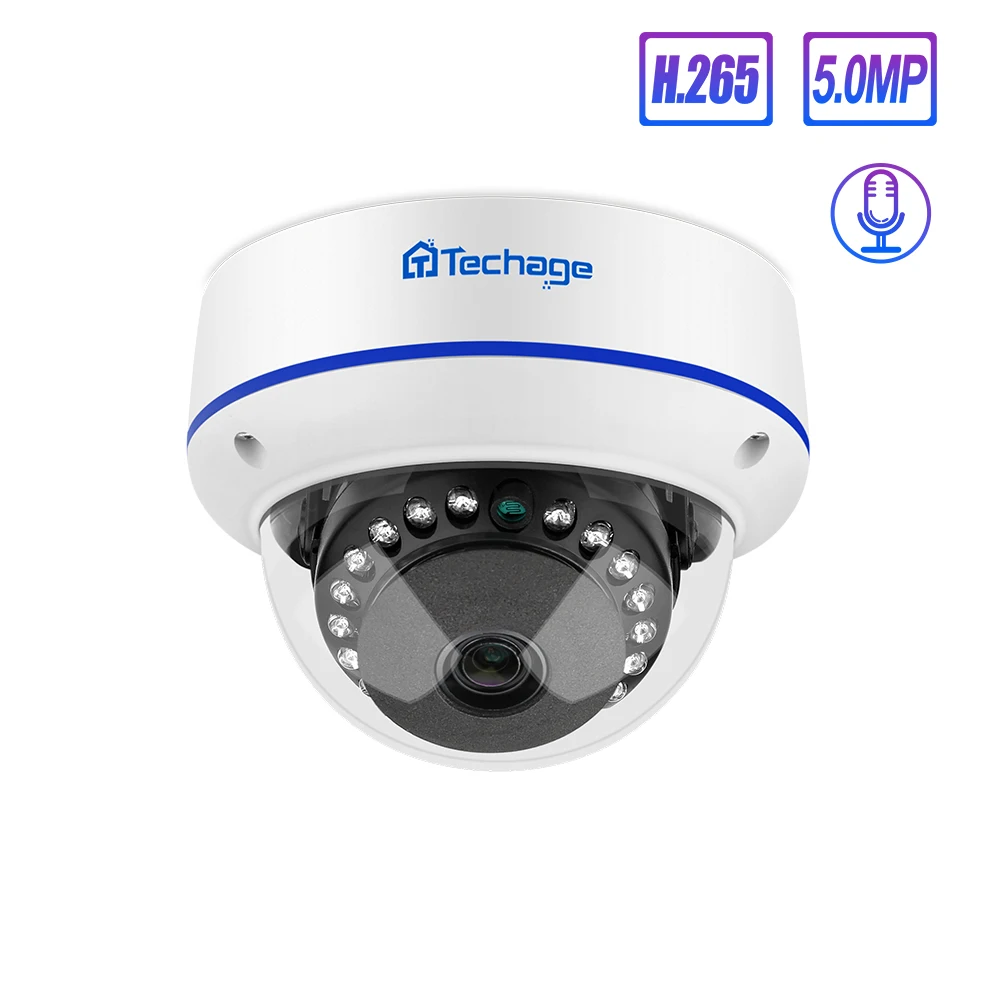 Techage 4MP 5MP H.265 камера видеонаблюдения с питание по сети еthernet 48 В купольная уличная IP камера видео Ntework наблюдение ONVIF система NVR комплект