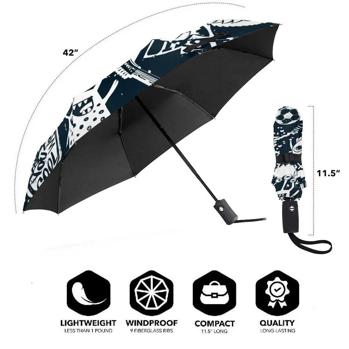 Economici Resistente Al Vento Pieghevoli Donne Ombrello Automatico Auto Grunge Urbano Mostro Personaggio Dei Cartoni Animati Antivento Ombrelli Da Pioggia Per Gli Uomini Parasole