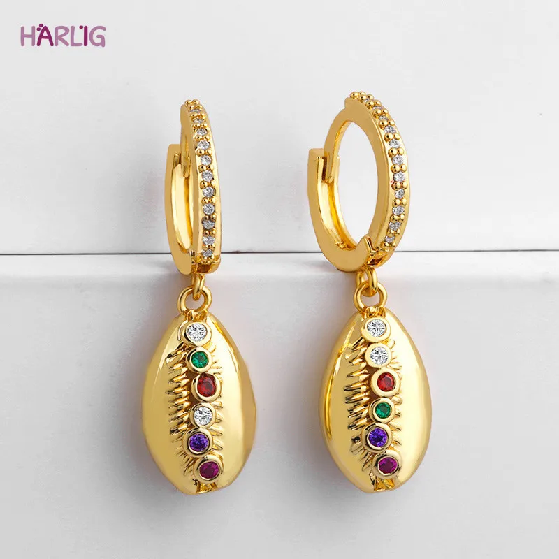 Женские латунные серьги с радужным камнем золотого цвета|Серьги-подвески| |