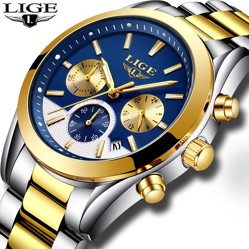 Relojes Hombre новые LIGE мужские часы Лидирующий бренд Роскошные Модные Бизнес