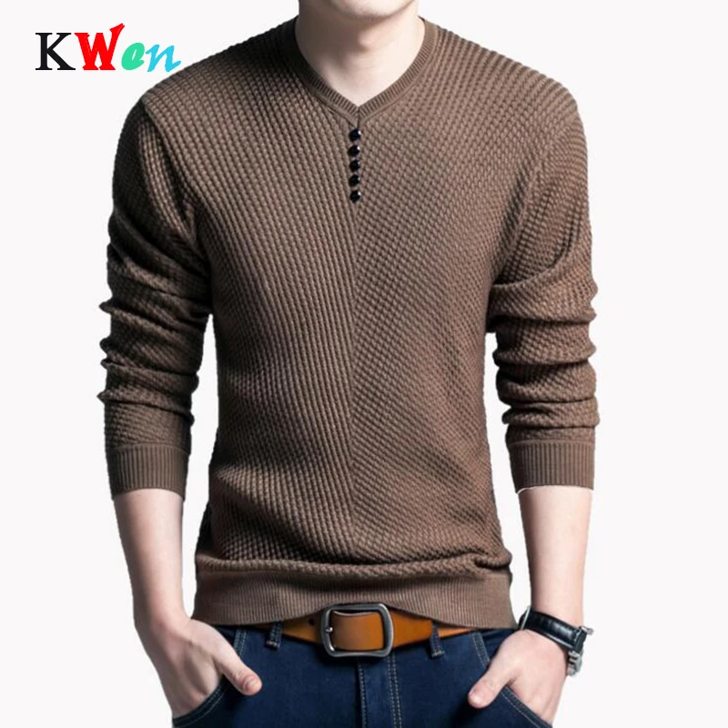 

Sweater Men Casual V-Neck Pullover Men Autumn Slim Fit Long Sleeve Shirt Mens Sweaters Knitted Cashmere Wool Pull Homme