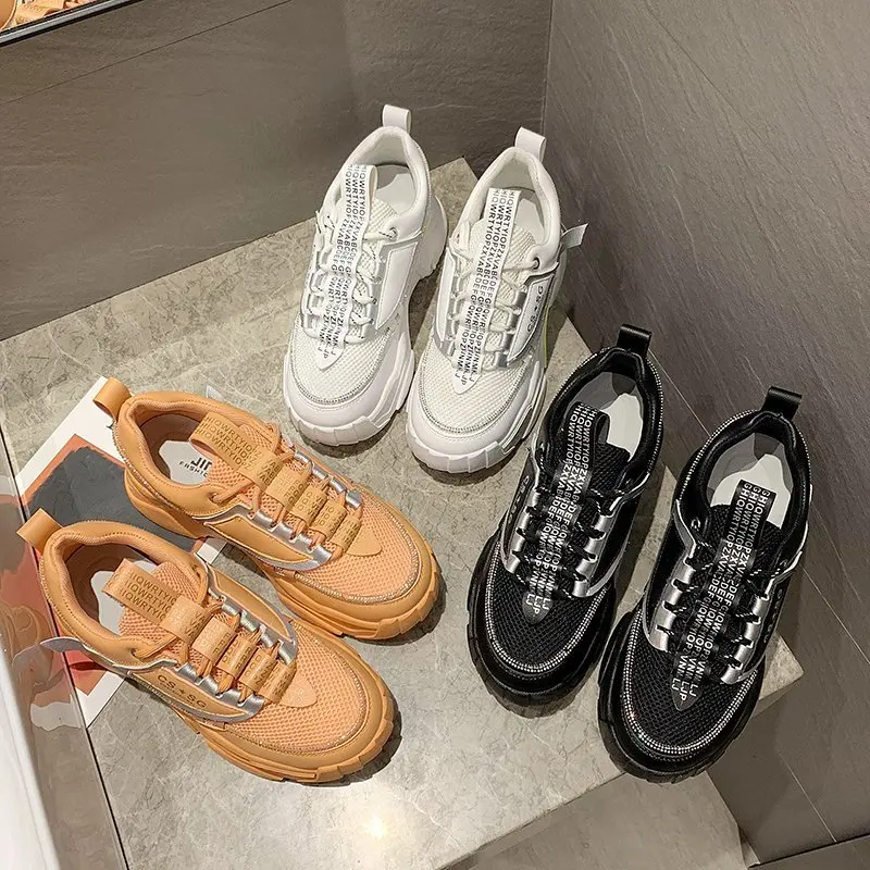 

2020 new spring and summer fashion wild daddy shoes breathable mesh thick bottom hollow mesh shoes casual sports shoes X138