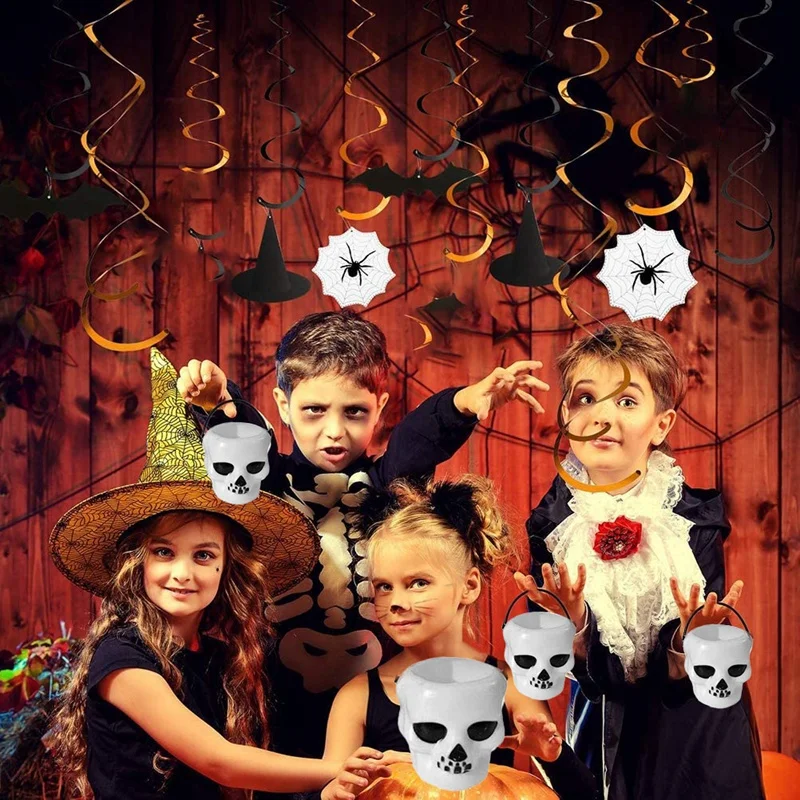 

10 шт. Мини Белый скелет Хэллоуин конфеты Чайник Хэллоуин конфеты ведро череп головка ведро декор для Хеллоуин-вечеринки