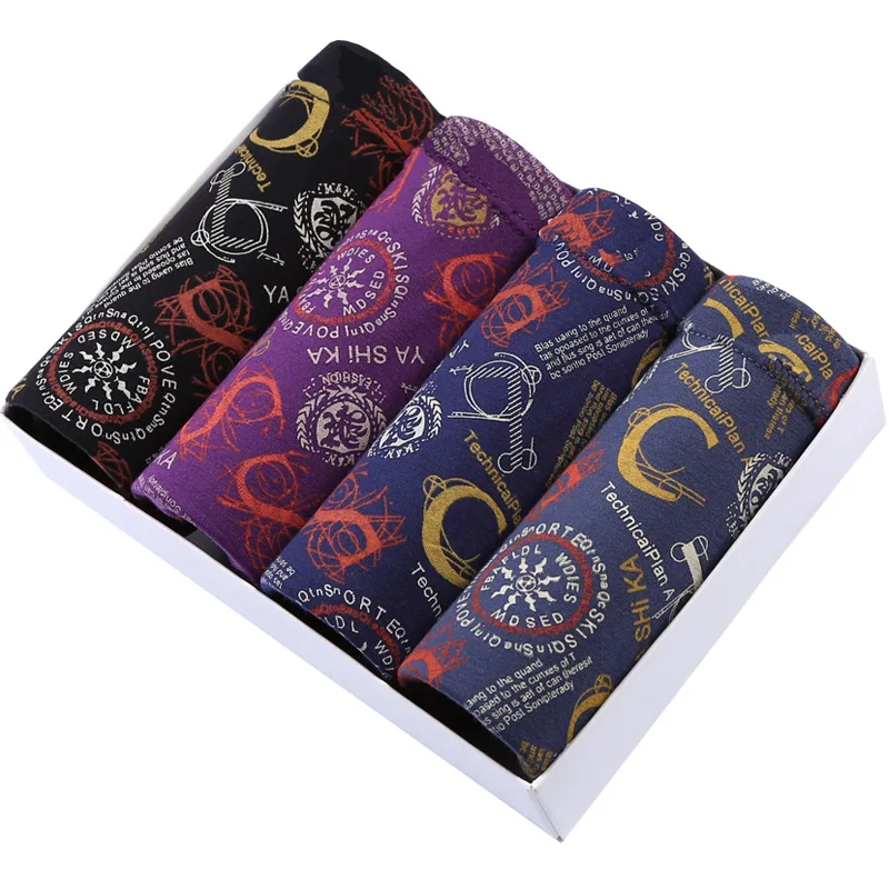 Мужское нижнее белье 4 шт./лот модные сексуальные трусы боксеры мужское бельё