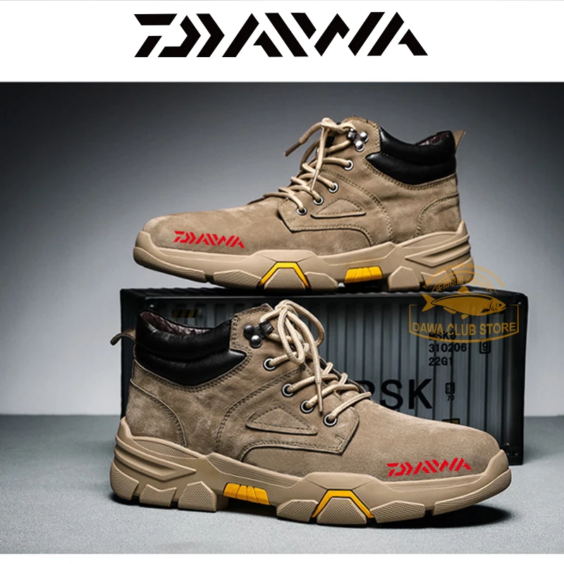 

Daiwa Fishing Waterproof Shoes DAIWAOutdoor Men's Winter Sports Round Head Frosted Breathable Warm Wear-resistant Martin Boots