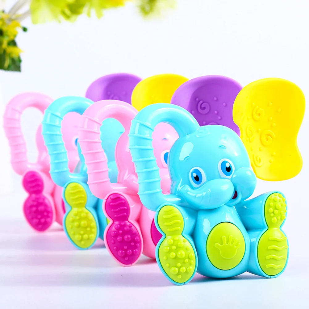 

Cute Deer Elephant Animal Baby Rattle Hand Grip Bell Developmental Teething Toy