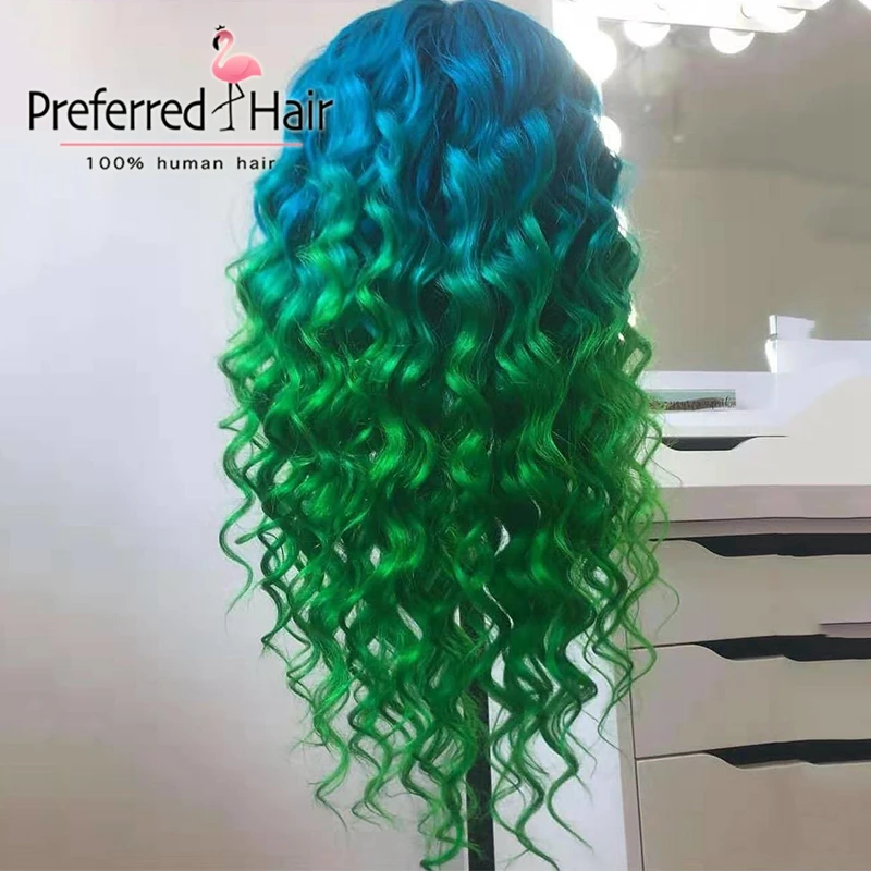 Preferred13x4 Preplucked свободный волнистый парик бразильский Омбре кружева передний Remy