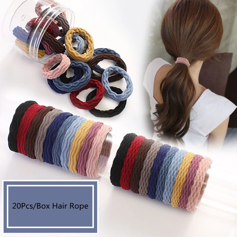 

20Pcs/Lot Women Hair Ropes Accessories Wavy Rubber Elastic Hair Bands Scrunchie Ties Rings Girls Ponytail Holders10 Colors