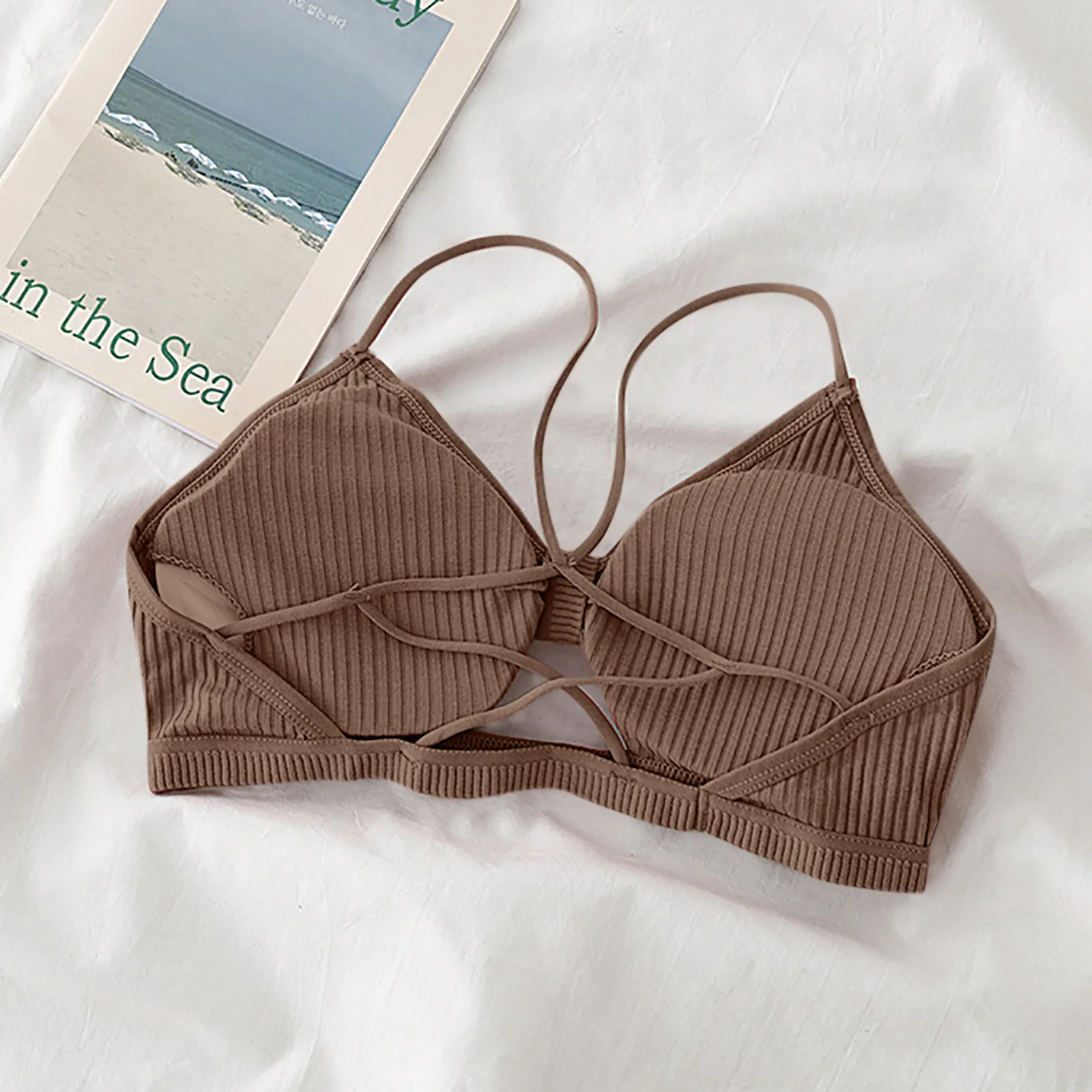 

Womens Fashion Screw Sections Hollow Out Casual Camisoles Slim Thin Sports Underwear Vest For Ladies Basic Bra ropa interior #06