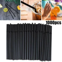 100pcs black straw 210mm long wedding party cocktail supplies kitchen accessories disposable individual packaging plastic diy