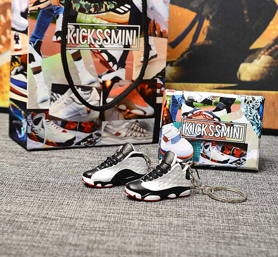 a pair w metal ring Персональный DIY Jordan Generation AIR JORDAN 1 chicago 3D кроссовок фигурный брелок сумка Подвеска парный брелок - Цвет: a pair w metal ring