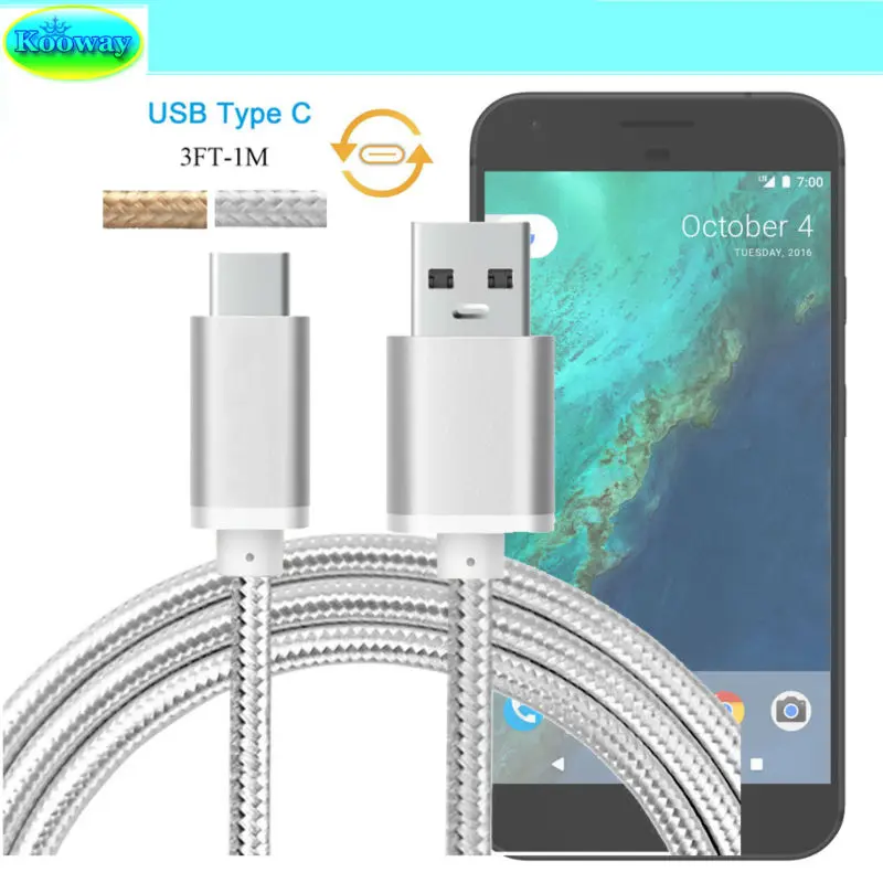 Премиум 1 м/3 фута алюминиевый нейлоновый USB Type C кабель для синхронизации данных и
