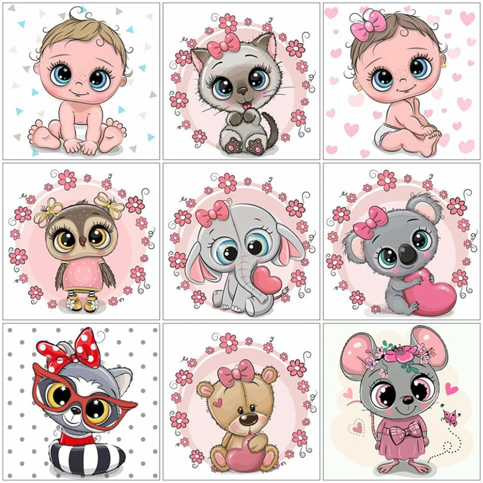 5D полная квадратная алмазная вышивка милые детские животные живопись медведь