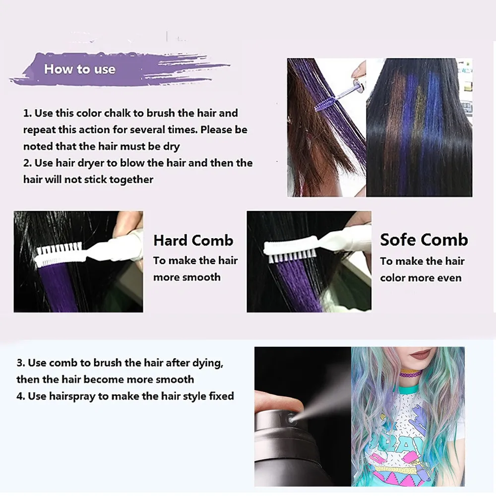 

13 Colors One-off Hair Color Dye Temporary Non-toxic DIY Hair Color Mascara Washable One-time Hair Dye Crayons