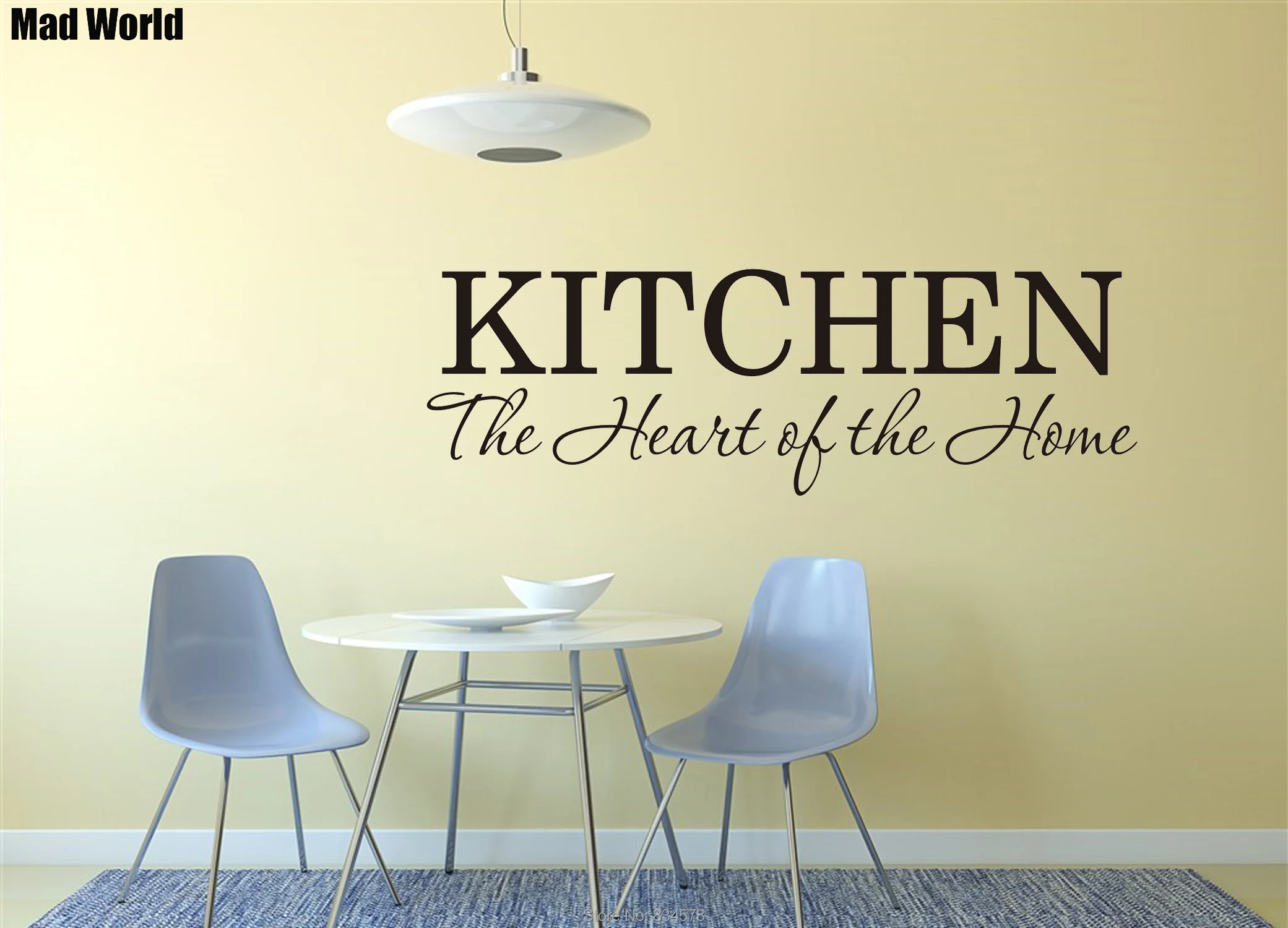

Mad World-Kitchen The Heart of the Home Wall Art Stickers Wall Decals Home DIY Decoration Removable Room Decor Wall Stickers A02
