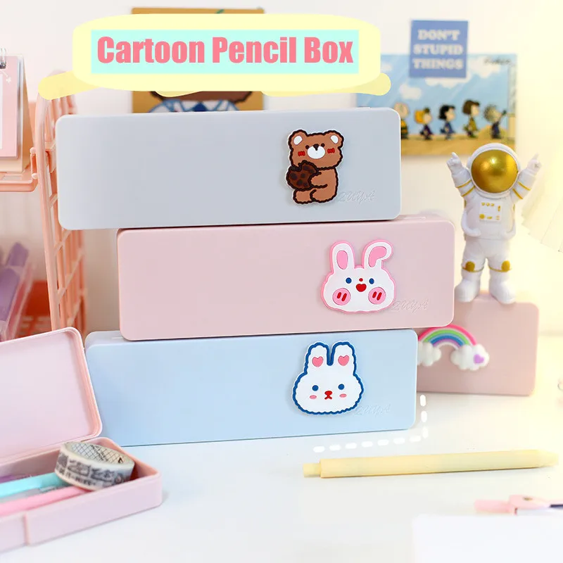

Cute Cartoon Simple ABS Plastic Pencil Case For Kids School Students Supplies Stationery Boxes Pencil Storage Supplies Gifts