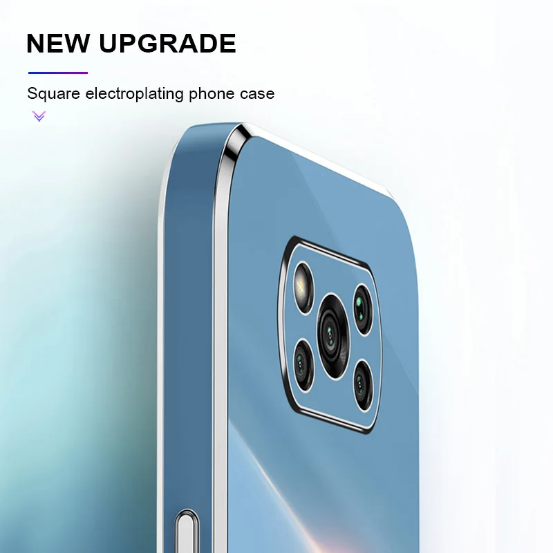 luxury square plating case for xiaomi poco x3 pro x3 nfc soft tpu camare protection shockproof phone cover coque funda free global shipping