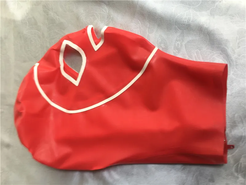 

New Hot Sale Latex Hood with Open Big Eyes Back Zip Latex Mask Rubber Hood for Party Wear Cosplay Costumes