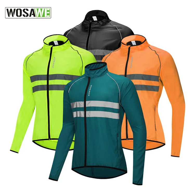 

WOSAWE Windproof Cycling Jacket Men Waterproof Reflective Ropa Maillot Ciclismo Ultralight Bike Long sleeve MTB Bike Windbreaker