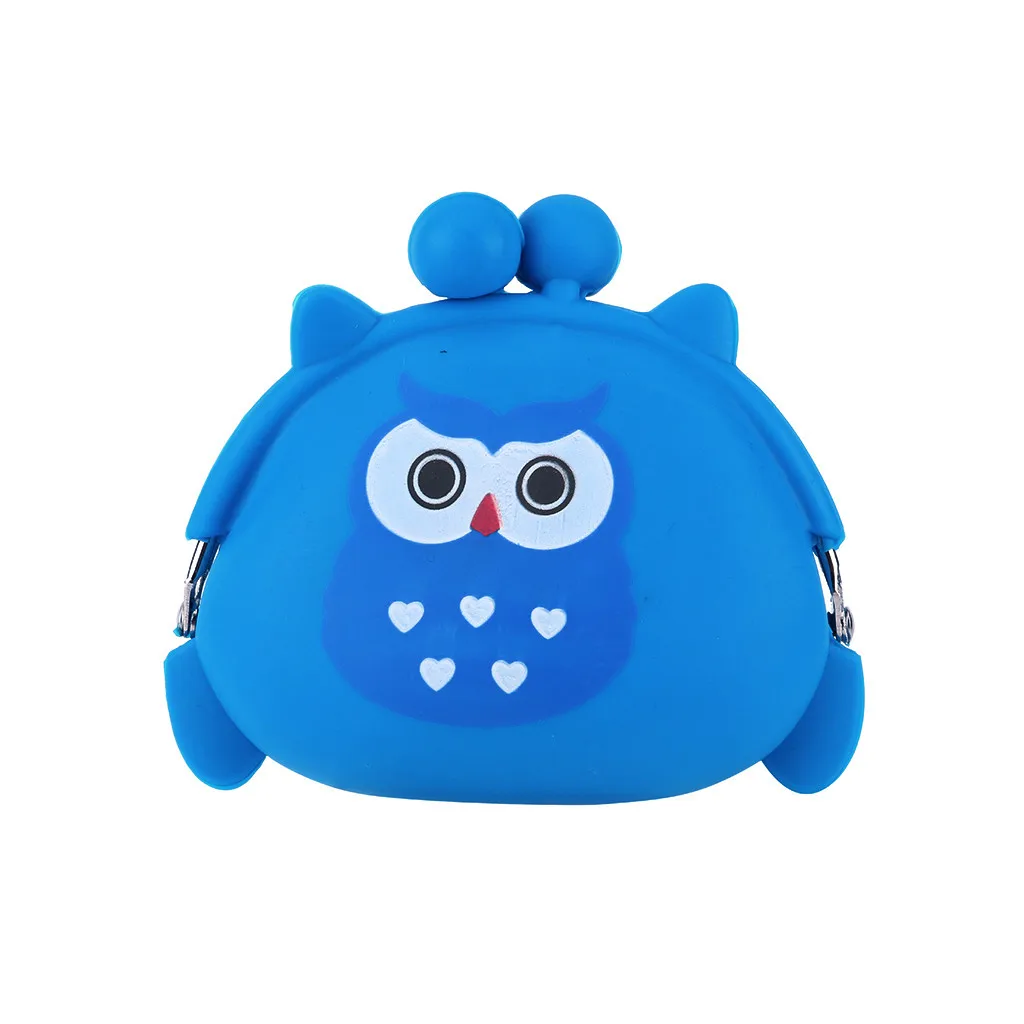 Blue Спальное место# P501 Новая мода Для женщин Сова силиконовый гелевый кошелек изменения для ключей на сумку, сумка-монетница милый дизайн; отличный подарок; - Цвет: Blue