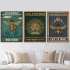 Винтажный постер с пчелами и йогой в скандинавском стиле, Настенная картина с Пчелой, постеры, настенные картины для гостиной без рамки