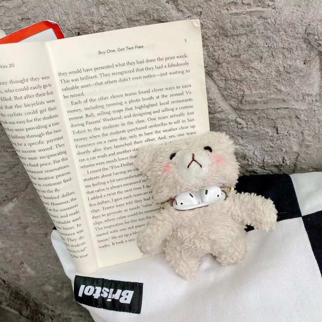 

Cute Bear Bluetooth Earphone Case Cover Lovely Plush Protective Cover for Apple Air Pods 1/2/pro Headphone Earburd Case