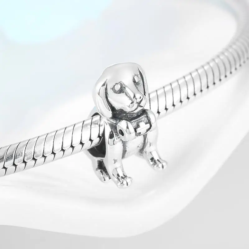Really 925 Sterling Silver Lovely Puppy Bead Fit europeu Charms Original Bracelet Dog Animal DIY Jewelry Making New 2021 | Украшения и