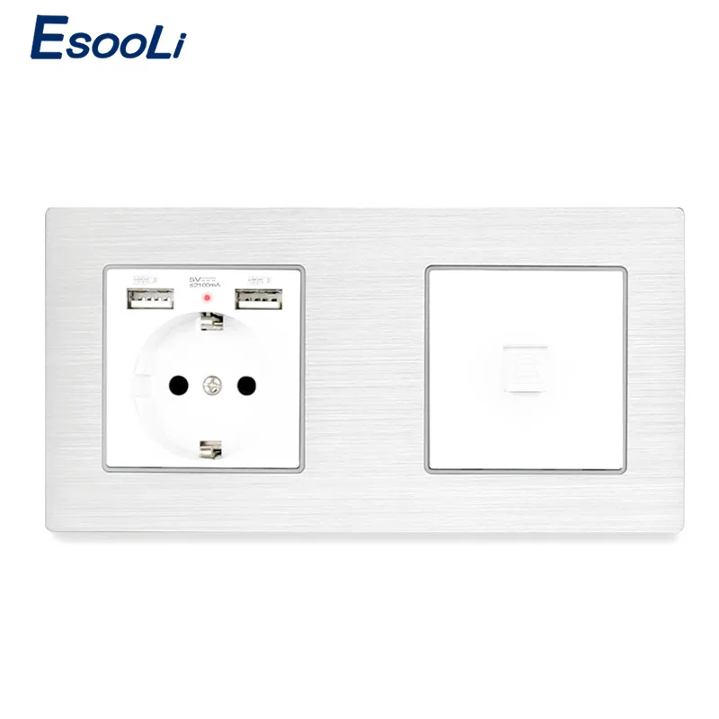 Esooli алюминиевая металлическая фотолампа с заземлением и 2 USB-портами для зарядки |