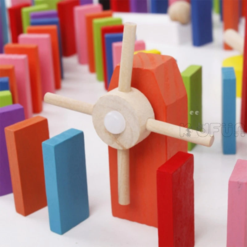 Juego de bloques de domin&oacute; de madera arco&iacute;ris para ni&ntilde;os, juguete educativo de bloques de domin&oacute; de Color arco&iacute;ris para ordenar, para regalo de Chico, 100/300/500 Uds.-3