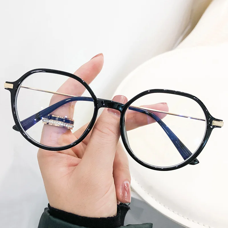 

LONSY Fashion Anti Blue Light Blocking Round Prescription Spectacle Women Myopia Glasses Computer Clear Eyewear Diopter