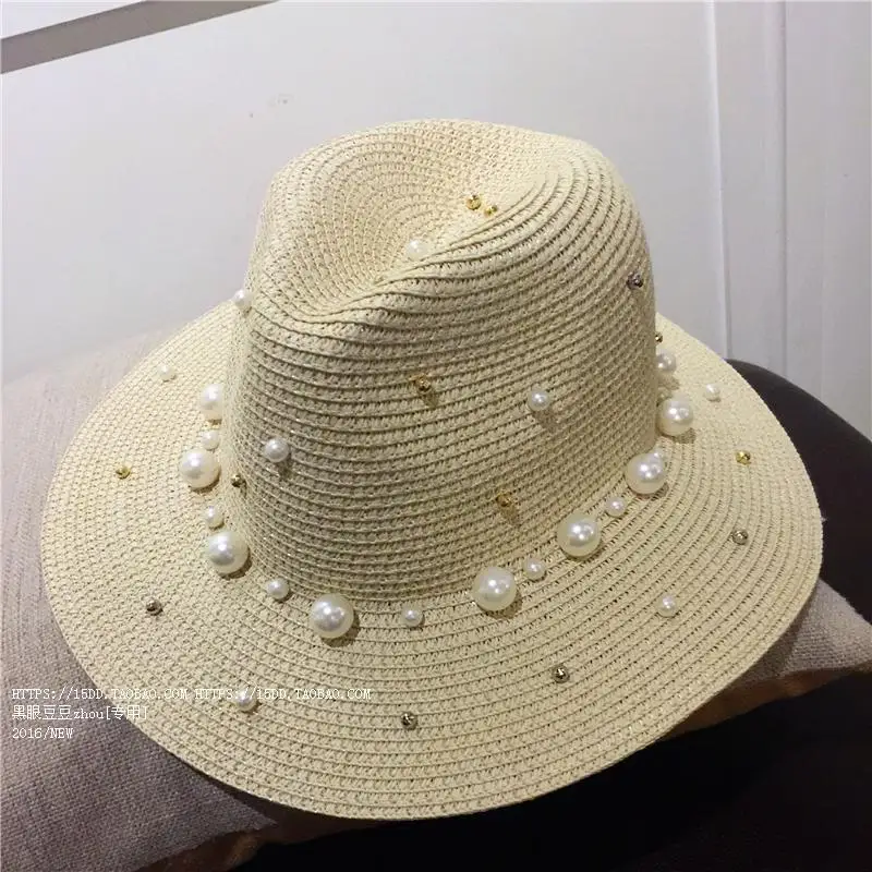 

Women's Panama Cap Beach Hat Summer Brim Caps UV Protection Panama Style Bowknot Chapeau Femme Girls Panama Caps