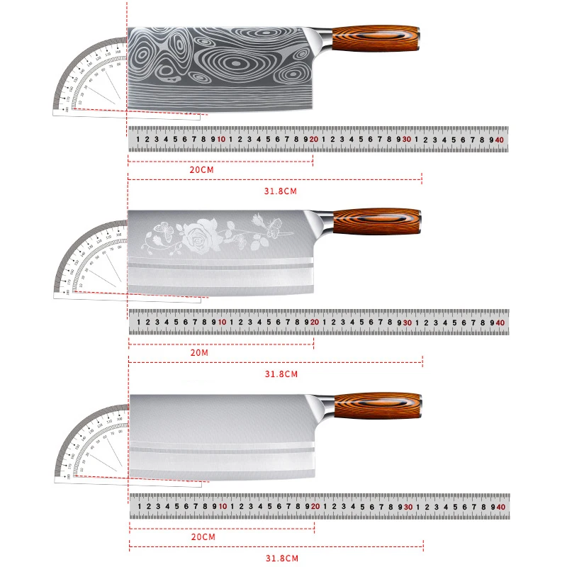 

Chinese Kitchen Knife 4Cr14 High Carbon Cleaver Durable Chef Slicing Chopping Knife Ultra Sharp Blade Color Wood Handle Knives