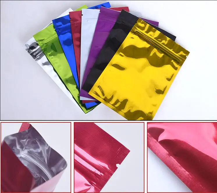 

100pcs Glossy Flat Open Top Aluminum Foil Bag Vacuum Heat Seal Packaging Pouches Food Coffee Tea Mylar Foil Bag