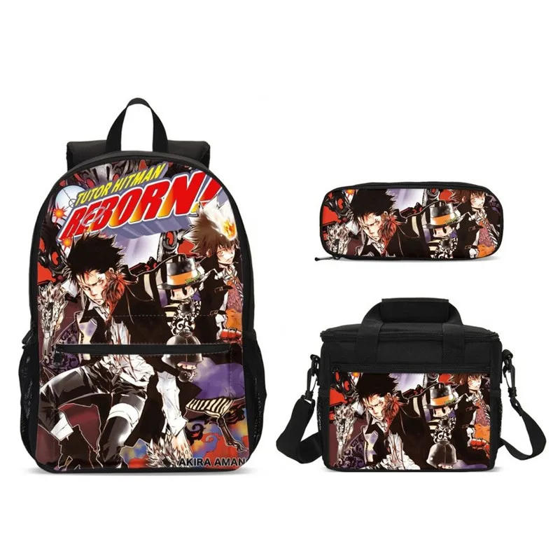 2020 HITMAN REBORN школьные рюкзаки для мальчиков Детские с коробкой еды сумки набор Mochila