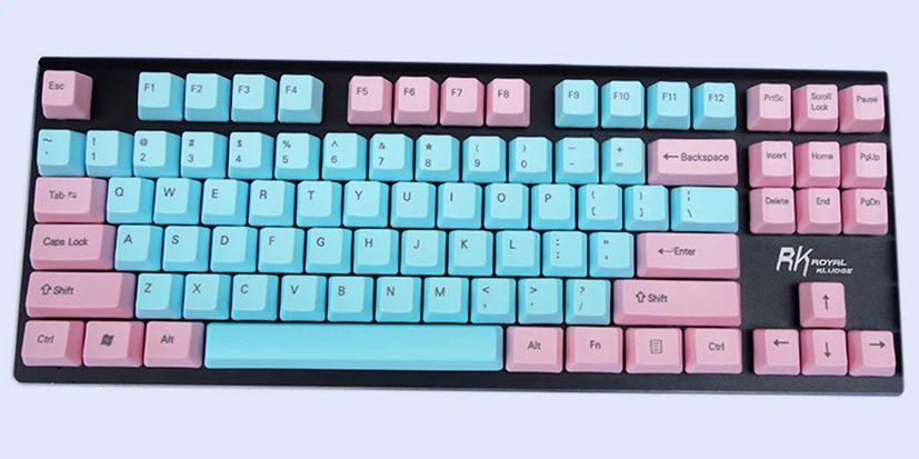 NPKC OEM PBT Keycaps сине-розовый смешанный ANSI вариант раскладки 61 Ключ 87 ключей 108 клавиш для Cherry MX переключатели механической клавиатуры - Цвет: 87-key