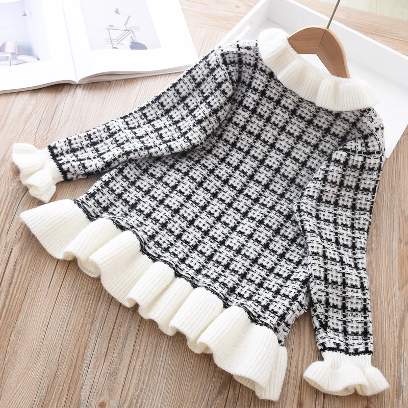 Вязаное платье-свитер для маленьких девочек пуловер детская теплая одежда