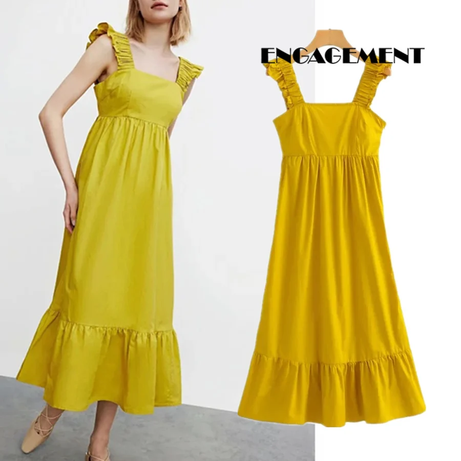 

ENGAGEMENT 2021 Women Summer Dress Elegant Ruffers Tank Midi Party Long Dress Vestidos De Fiesta De Noche