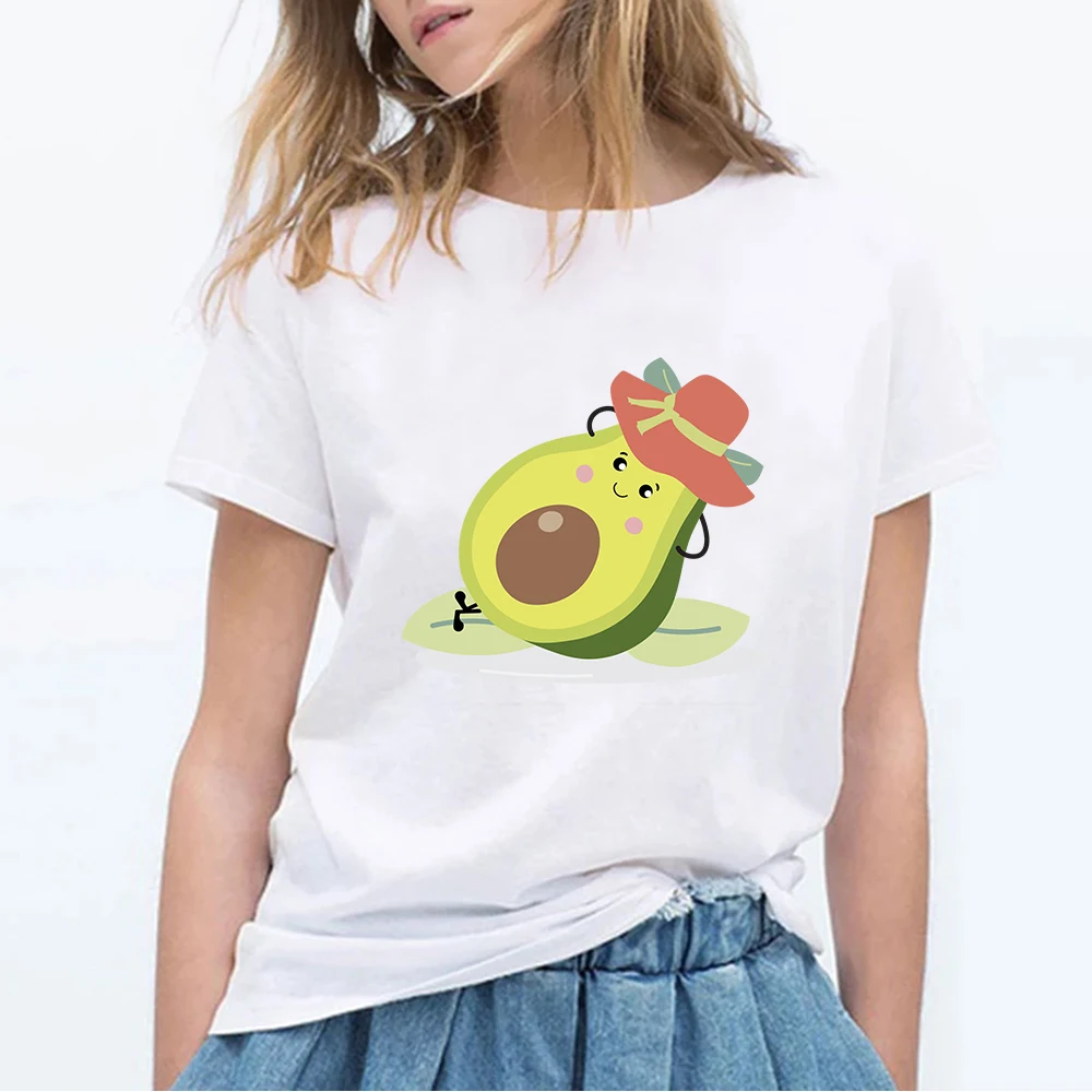 

Avocado Vegan Women T Shirt Ulzzang 2020 Kawaii Cartoon Tshirt Harajuku 90s Graphic Female Summer Clothes Short Sleeve T-shirt
