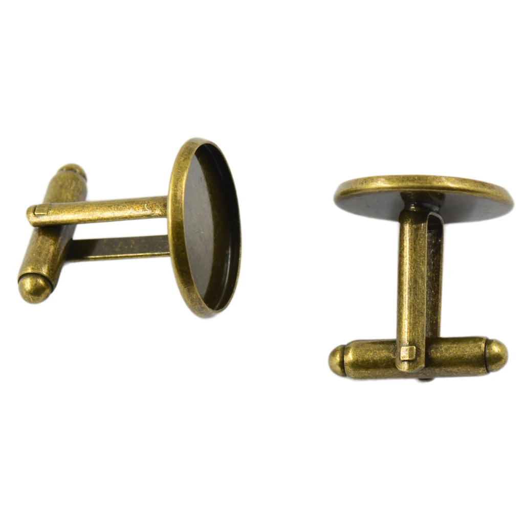 

10pcs Metal Blank Antique Bronze CuffLinks Blank 16mm Pad findings Cuff links for Men