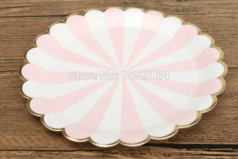 Meri Party Tableware Set Light Pink with Foil Gold Paper Cups Plates Napkins for Birthday Baby Shower 46pcs/lot | Дом и сад