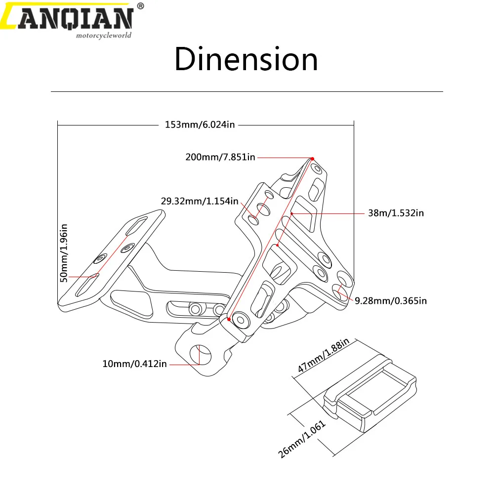 Держатель номерного знака для мотоцикла CNC Кронштейн со светодиодсветильник кой