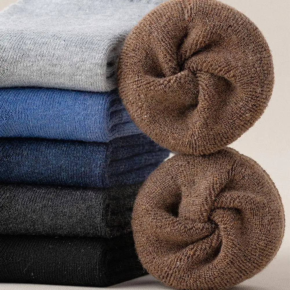 

High Quality 5 Pair Winter Socks Pure Dress Casual Keep Autumn Warm Thick Male Socks Cotton Breathable Socks Men X6s0